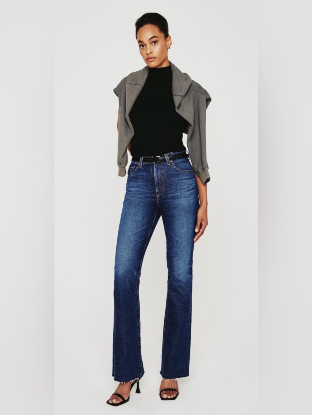 Anthropologie x AG Alexxis High Waist Bootcut raw hem Jeans, Japan fabric